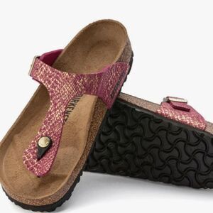 Birkenstock Gizeh Shiny Python Dark Fuschia Thong Sandal